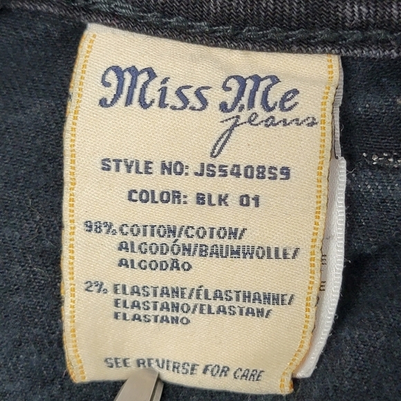 Miss Me Black Bling Embellishment Western Riding Low Rise Denim Skinny Jeans  29 - Picture 14 of 15